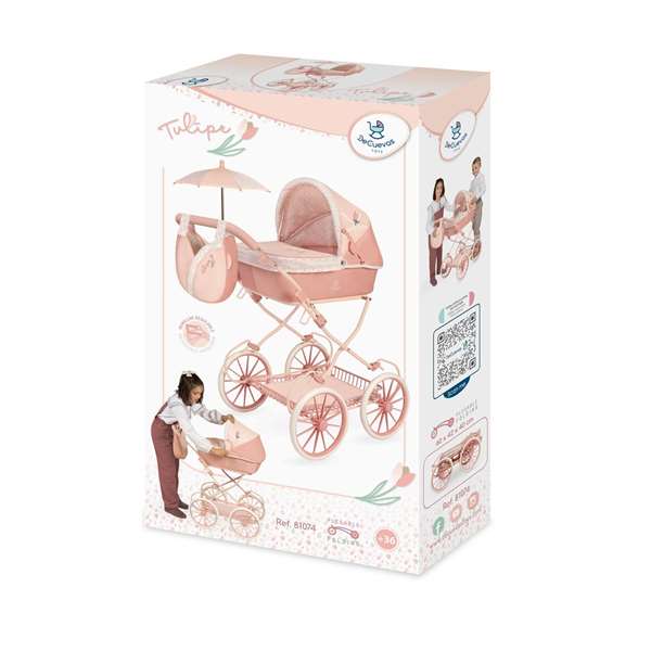 Decuevas - Landau de poupée pliable avec ombrelle et sac tulipe pour poupées jusqu'à 48 cm Decuevas - Landau de poupée pliable avec ombrelle et sac tulipe pour poupées jusqu'à 48 cm