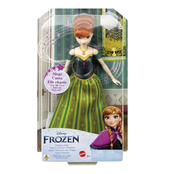 Mattel - Muñeca Musical Anna Jdx49 - Disney Frozen - Poupée interactive chantant en anglais, français, portugais, espagnol - +3 ans