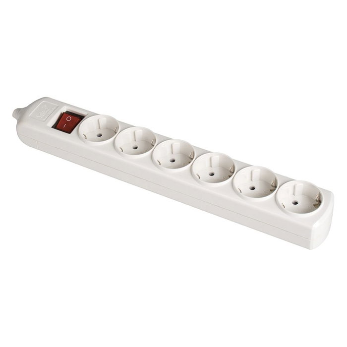Solera Base multiprise Schuko bipolaire 6 prises avec interrupteur, blanche Solera Base multiprise Schuko bipolaire 6 prises avec interrupteur, blanche