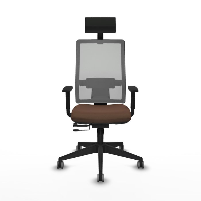 Piqueras y Crespo Chaise de Bureau Horna avec Appui-tête et Accoudoirs 1D, Marron foncé et Gris
