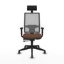 Piqueras y Crespo Chaise de Bureau Horna avec Appui-tête et Accoudoirs 1D, Marron foncé et Gris