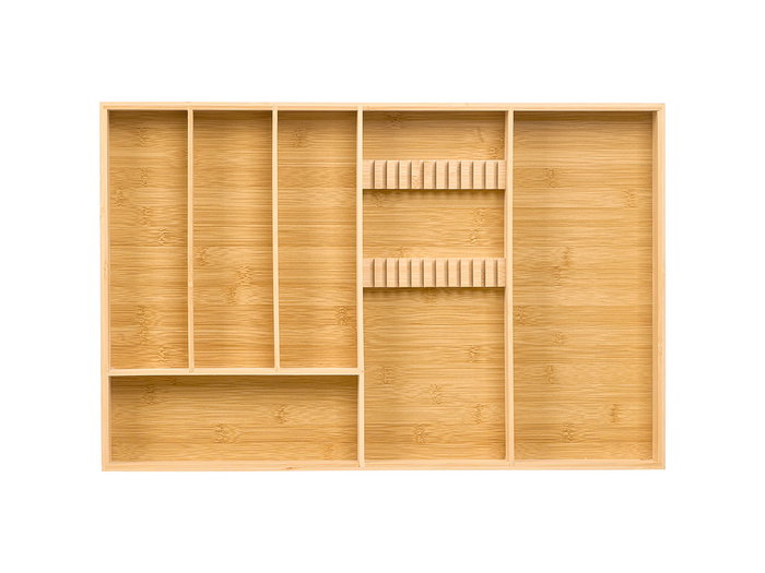 Kinvara Porte-couverts 6 compartiments 58 x 5 x 38 cm en bambou et MDF naturel (Set de 4)