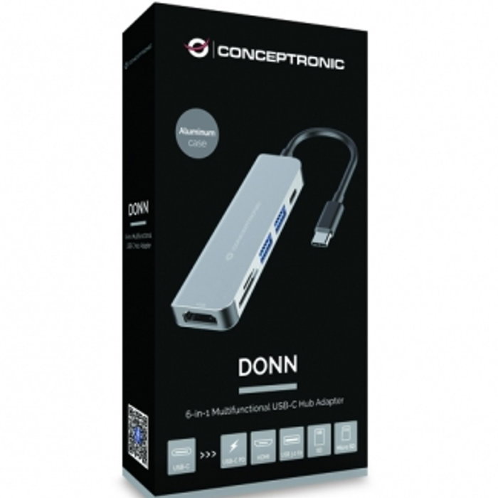 Conceptronic Hub Adaptateur USB-C 6-en-1 HDMI PD USB 3.0 Lecteur SD TF Conceptronic Hub Adaptateur USB-C 6-en-1 HDMI PD USB 3.0 Lecteur SD TF
