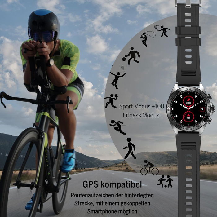 Montre intelligente beafon WATCH 501 1,43" Acier Noir mat