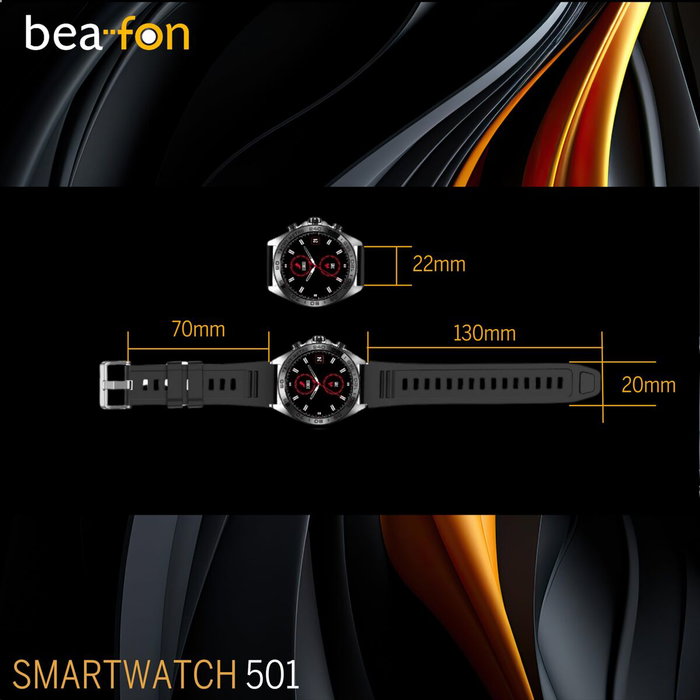 Montre intelligente beafon WATCH 501 1,43" Acier Noir mat