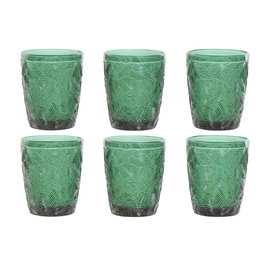 Set de Verres Home ESPRIT Vert Verre Avec relief 300 ml