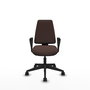 Chaise Elche Asynchrone Cuir écologique Marron foncé Base pyramidale noire Accoudoirs fixes Sans appui-tête Roulettes 65mm nylon