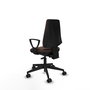 Chaise Elche Asynchrone Cuir écologique Marron foncé Base pyramidale noire Accoudoirs fixes Sans appui-tête Roulettes 65mm nylon