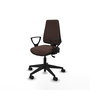 Chaise Elche Asynchrone Cuir écologique Marron foncé Base pyramidale noire Accoudoirs fixes Sans appui-tête Roulettes 65mm nylon