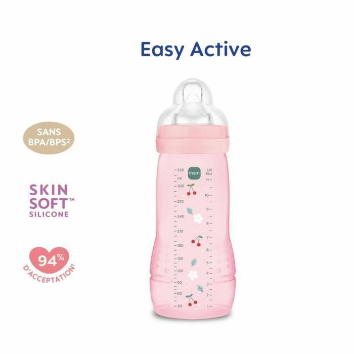 MAM Biberon Easy Active Berry 330 ml - Tétine Débit X MAM Biberon Easy Active Berry 330 ml - Tétine Débit X