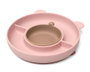 KioKids - Plato Kiokids Lovely Friends - Assiette en silicone pour bébé avec ventouse, compartiments et forme d'ours, pour Baby-Led Weaning (BLW) et diversification, rose, 6+ mois