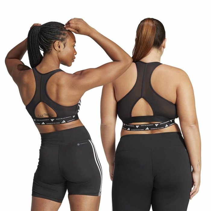 Soutien-gorge de Sport Adidas Essentials Powereact Mid Noir Soutien-gorge de Sport Adidas Essentials Powereact Mid Noir