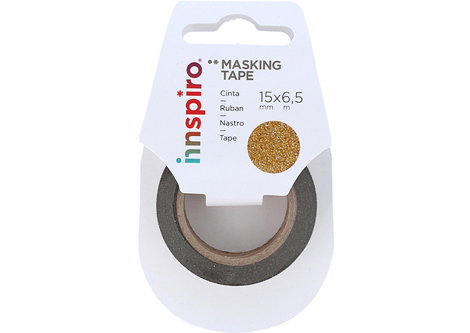 Innspiro Cinta masking tape Serie Glitter paillettes dorées 15mm x 6,5m