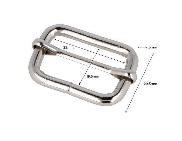 Innspiro Boucle Coulissante Rectangulaire en Fer Nickel 33 mm (Lot de 5)