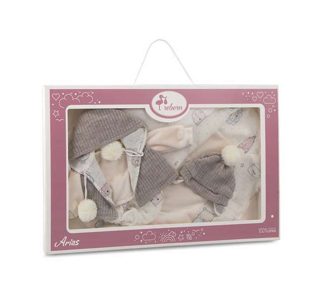 Muñecas Arias - Kit de Vêtements Premium pour Poupée Reborn 40 cm - 4 Modèles en Variété - Dimensions de l'Emballage: 51 x 32.5 x 4 cm