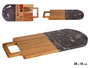Kinvara Planche à Découper Bois et Marbre Noir avec Poignée 38x18 cm (Set de 8)