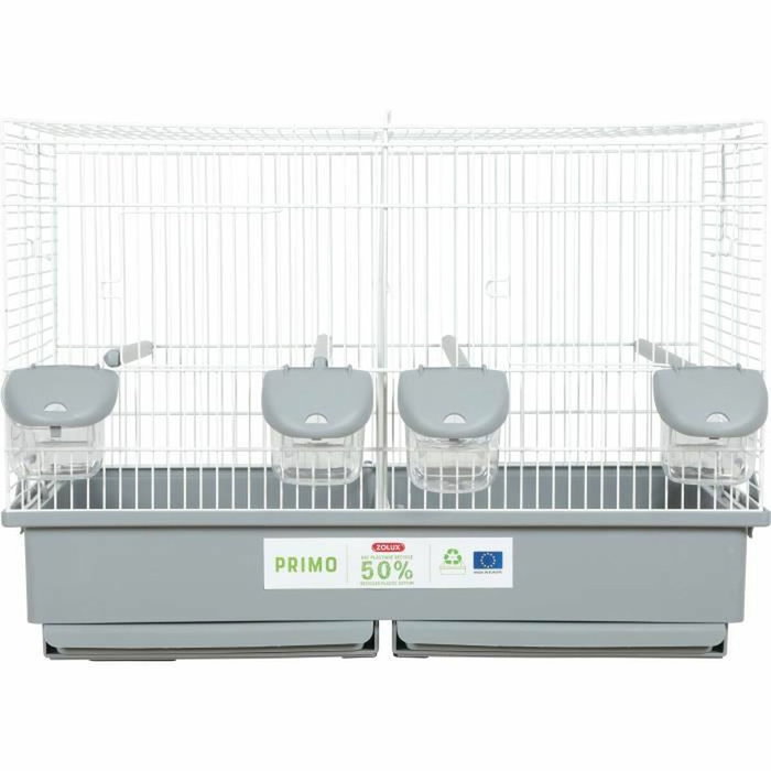 Zolux Cage d'élevage oiseaux Primo Cati - Blanc et gris