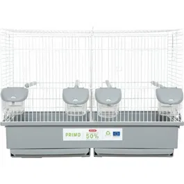 Zolux Primo Cati - Cage d'élevage pour oiseaux (Canari, Mandarin) - Dimensions : 57 x 34.5 x 41 cm - Couleur Blanc et Gris