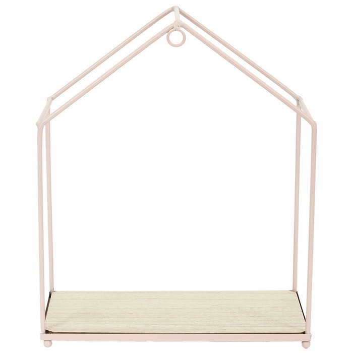 Home Deco Factory Lot de 3 étagères maison rose en métal et bois