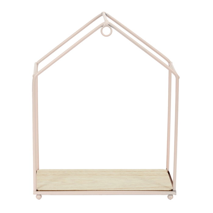 Home Deco Factory Lot de 3 étagères maison rose en métal et bois