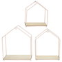 Home Deco Factory Lot de 3 étagères maison rose en métal et bois