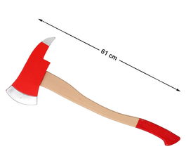 Hacha de Bombero Decorativa 61 cm Rouge et Argentée pour Costume, Fêtes et Halloween - Accessoire de Déguisement Réaliste