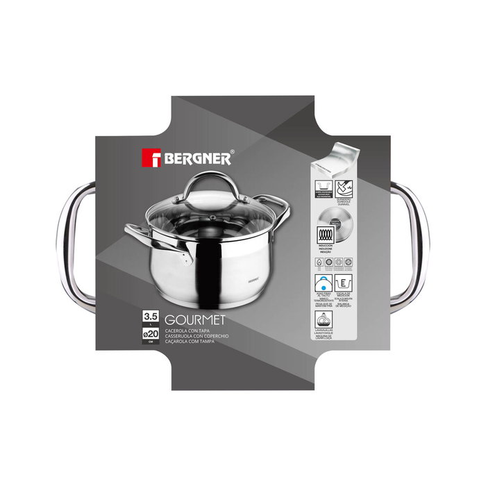 Bergner Casserole en Acier Inoxydable Ø 20 x 11,5 cm - 3,3 L Bergner Casserole en Acier Inoxydable Ø 20 x 11,5 cm - 3,3 L