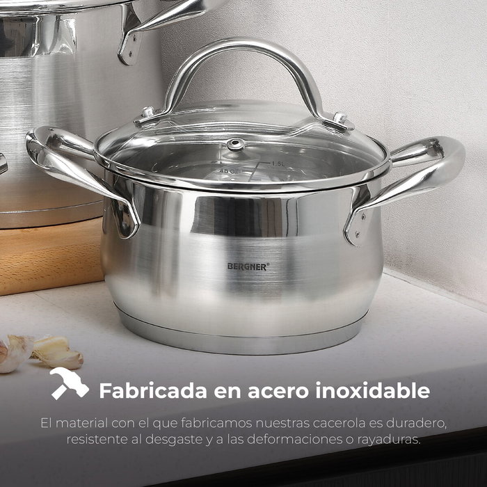 Bergner Casserole en Acier Inoxydable Ø 20 x 11,5 cm - 3,3 L Bergner Casserole en Acier Inoxydable Ø 20 x 11,5 cm - 3,3 L