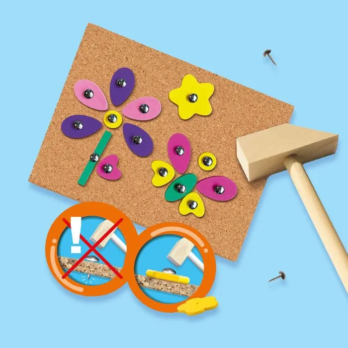 SES CREATIVE - Jeu de Tap Tap Motricité Fine et Coordination Visuelle, Formes Inédites (Papillons, Arcs-en-ciel), Marteau en Bois, À partir de 3 ans - Hobby 3 - 6