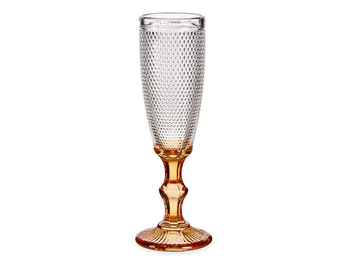 Vivalto Copa Cava en Verre Décor Points Pied Ambré 180 ml 7x20x7 cm (Set de 36)