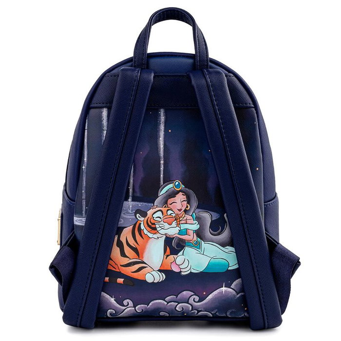 Loungefly Sac à dos Disney Aladdin Jasmine et Château, 26 cm, dimensions 22.5 x 26.2 x 11.2 cm