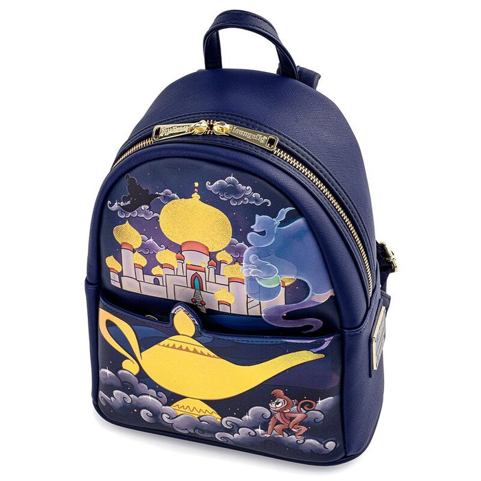 Loungefly Sac à dos Disney Aladdin Jasmine et Château, 26 cm, dimensions 22.5 x 26.2 x 11.2 cm