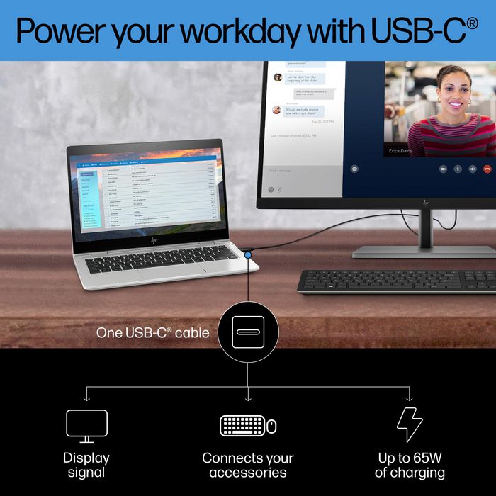 HP Écran USB-C 4K 68,6 cm (27") HP E27k G5 - Écran professionnel avec charge 65W, réglage ergonomique et haut-parleurs intégrés HP Écran USB-C 4K 68,6 cm (27") HP E27k G5 - Écran professionnel avec charge 65W, réglage ergonomique et haut-parleurs intégrés