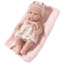 TACHAN Poupée bébé 30cm avec ensemble orange et couverture