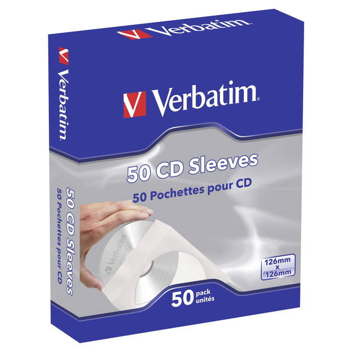 Verbatim Lot de 50 pochettes en papier pour CD 120 mm Verbatim Lot de 50 pochettes en papier pour CD 120 mm