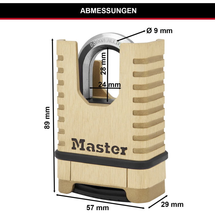 Master Lock M1177EURDCC Cadenas à Combinaison Haute Sécurité avec Anse Protégée Master Lock M1177EURDCC Cadenas à Combinaison Haute Sécurité avec Anse Protégée