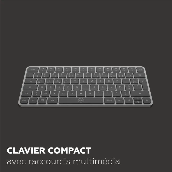 Mobility Lab Clavier sans fil triple Bluetooth et récepteur USB 2.4 GHz KP430W AZERTY compact avec touches plates et raccourcis multimédia, jusqu'à 29 jours d'autonomie