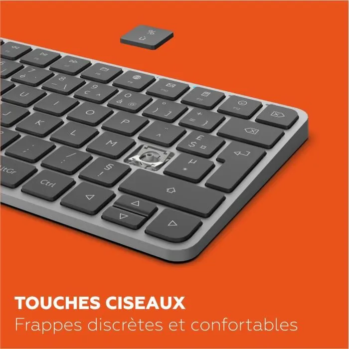 Mobility Lab Clavier sans fil triple Bluetooth et récepteur USB 2.4 GHz KP430W AZERTY compact avec touches plates et raccourcis multimédia, jusqu'à 29 jours d'autonomie