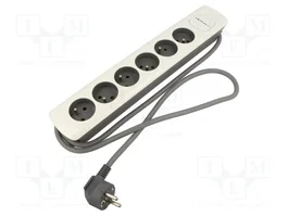 QOLTEC Rallonge réseau H05VV-F 1,8m blanc, gris avec interrupteur 16A