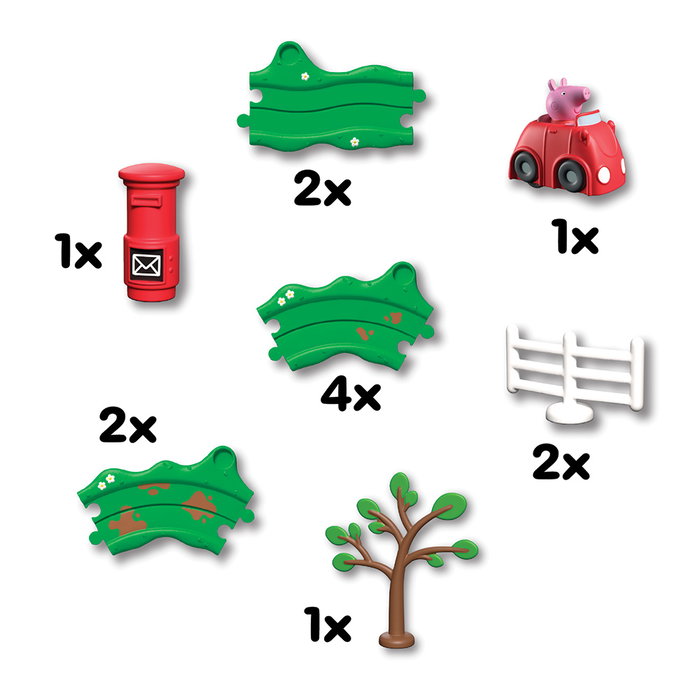Peppa Pig Circuit de Voiture Rouge COP8343 Set de Jeu avec Coche Motorisé et Accessoires Enfants +3 Ans