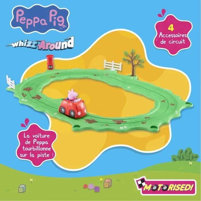 Bandai COP8343 Coffret de jeu Peppa Pig Whizz Around avec circuit et voiture tourbillonnante, jouet d'action et de fantaisie Bandai COP8343 Coffret de jeu Peppa Pig Whizz Around avec circuit et voiture tourbillonnante, jouet d'action et de fantaisie