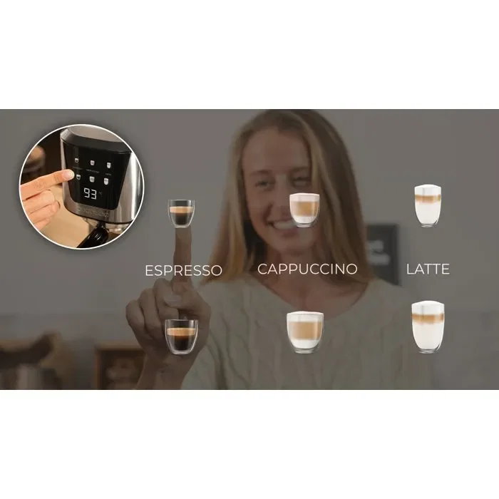 Cecotec Machine à Café Power Espresso 20 Cream - 1350W - 20 bars - Écran Tactile - 1L - Inox
