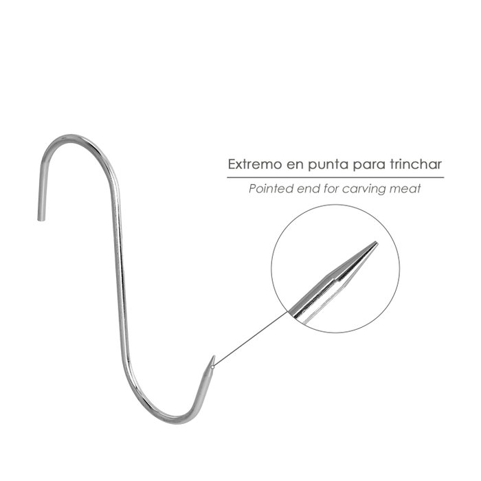 WOLFPACK LINEA PROFESIONAL Crochet de boucher en acier inoxydable 100 mm