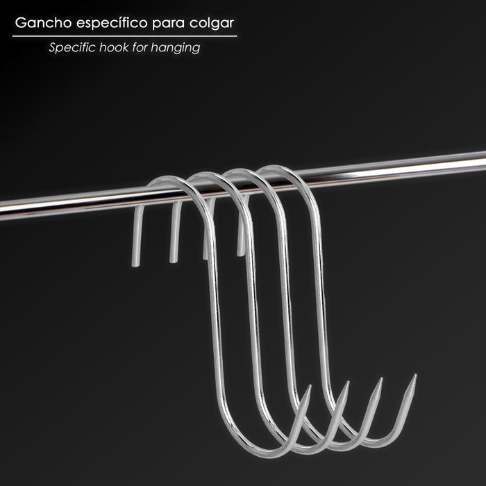 WOLFPACK LINEA PROFESIONAL Crochet de boucher en acier inoxydable 100 mm