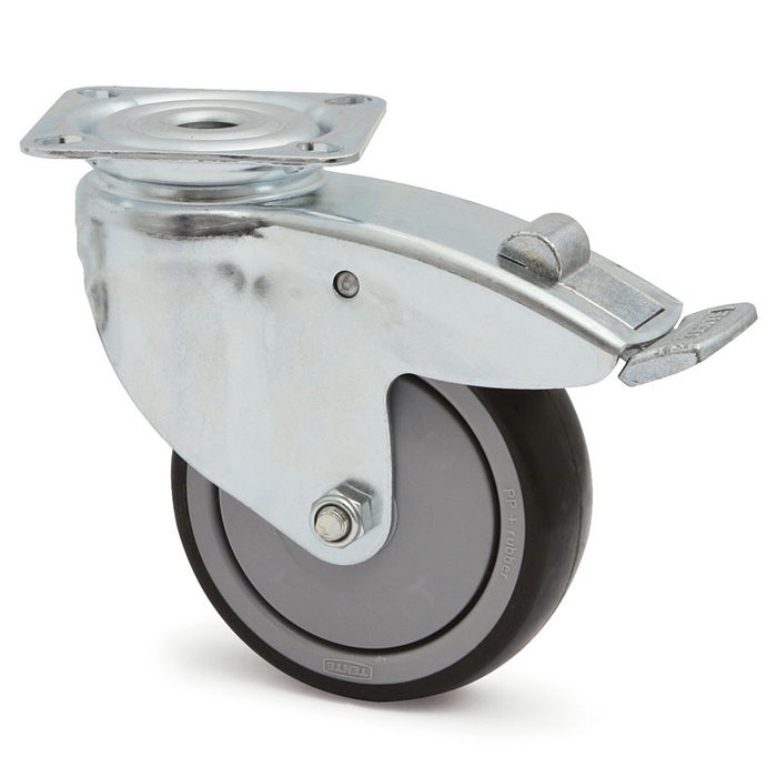 TENTE Roue pivotante NAVARA PL 2470 avec frein et bande en caoutchouc Ø100mm TENTE Roue pivotante NAVARA PL 2470 avec frein et bande en caoutchouc Ø100mm