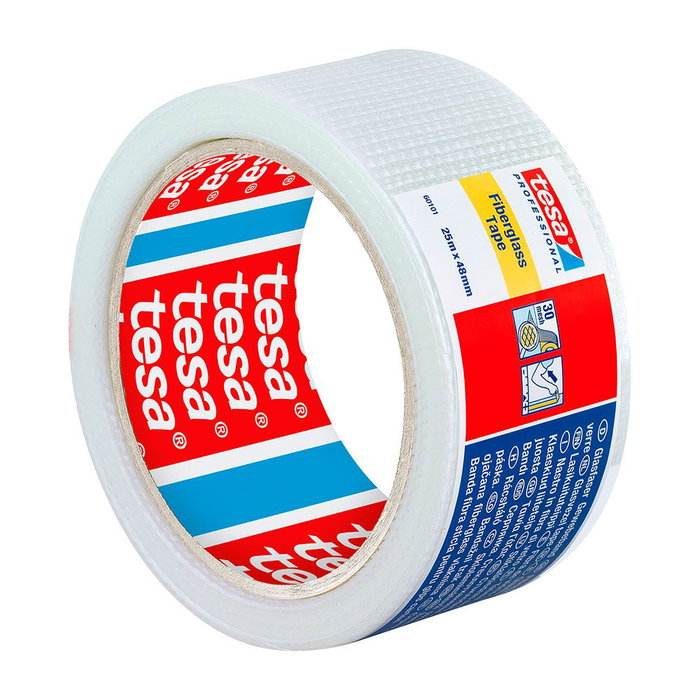 Tesa Ruban en fibre de verre 48 mm x 25 m pour réparation et scellement de murs et plaques de plâtre Tesa Ruban en fibre de verre 48 mm x 25 m pour réparation et scellement de murs et plaques de plâtre