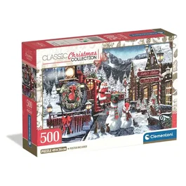 Clementoni Puzzle 500 pièces - Gare avec bonhomme de neige