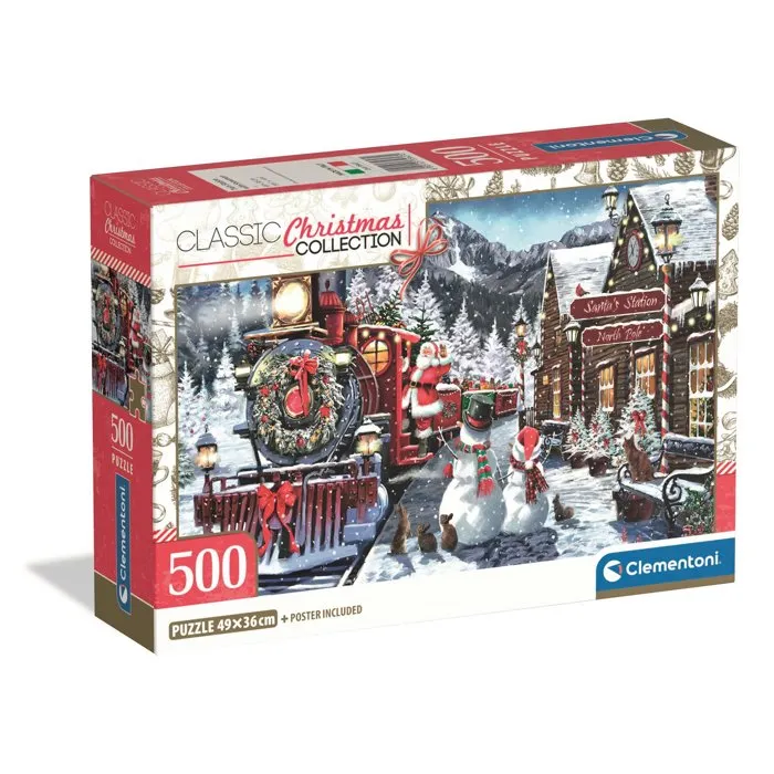 Clementoni Puzzle 500 pièces - Gare sous la neige Clementoni Puzzle 500 pièces - Gare sous la neige