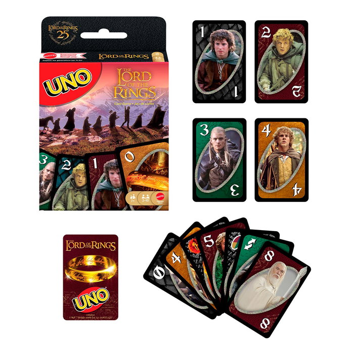 Mattel Games UNO Édition Le Seigneur des Anneaux JMF13 - Jeu de Cartes Classique avec Règle Spéciale 'La Quête de l'Anneau' - À partir de 7 ans Mattel Games UNO Édition Le Seigneur des Anneaux JMF13 - Jeu de Cartes Classique avec Règle Spéciale 'La Quête de l'Anneau' - À partir de 7 ans