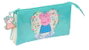 Safta Portatodo Triple Peppa Pig "Pretty Flowers" - Porte-tout, Boîte de rangement pour enfants, 22 x 12 x 3 cm, version espagnole, à partir de 3 ans